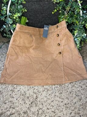 Hollister Camel Brown Corduroy Button Mini Skirt